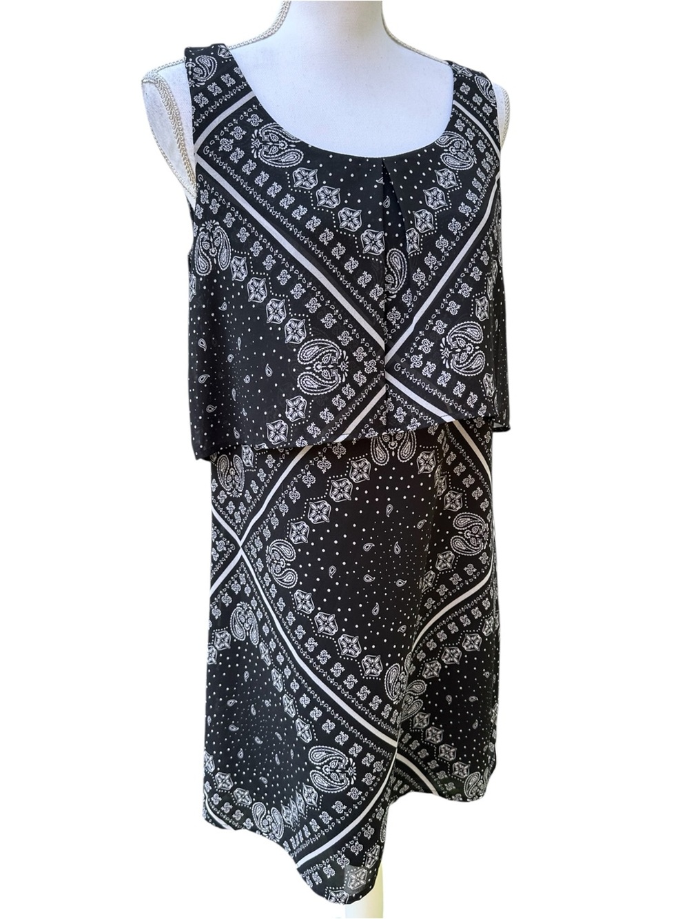 Halo / Black & White Layered Dress / Western Print / Small / Coastal Cowgirl